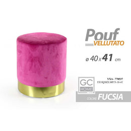 Pouf Design Fuchsia Velvet con banda de oro 40 x 41 H CM