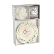 Vela Marte rosa con platillo líquenes y musgo cm26x17h4,5 - 8 horas