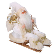 Papá Noel tejido en un trineo de oro blanco 33x12h30 cm