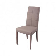Silla de madera tapizada en ecopiel gris tórtola, estructura del mismo color 47x47xh.101 cm