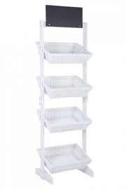 Expositor rústico Darik 4 cestas mimbre blanco