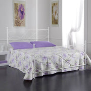 Cama doble de hierro con reposapiés SOSPIRO Blanco 166x208x h128 cm