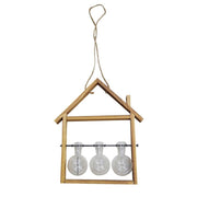 Jarrón de madera con cristal 3 plazas cm30x6,5h30