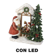 Caja de música resina Papá Noel con led rojo cm22x9,5h22,5