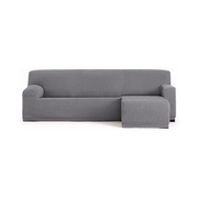 Funda sofá elástica Troya península derecha reposabrazos corto gris 250/310