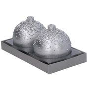 Pack de 2 velas de parafina esfera plateada con burbujas cm ø7,5h7,5