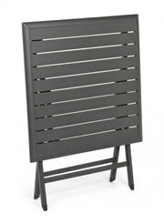 Mesa de exterior plegable en aluminio antracita ELIN 70x70x h71 cm