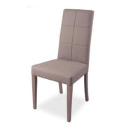 Silla de madera tapizada en ecopiel gris tórtola con estructura a juego 47x47xh.101 cm