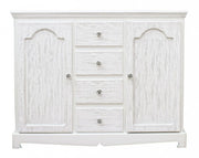 Aparador en MDF dos puertas cuatro cajones Bianca BLANC 100x40x h80 cm