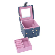 Caja joyero ecopiel azul estrellas cuadradas cm10x10,5h9,5