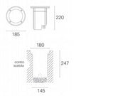 Lámpara empotrada de suelo en aluminio fundido, vidrio irrompible, IP65, 40W negro