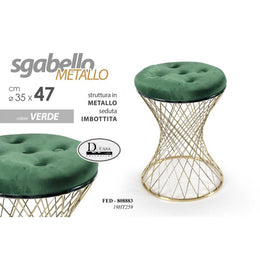 Taburete de moda verde con estructura de oro 35 x 47 h