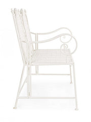 Banco biplaza plegable en acero blanco EMILY 115x60x h92 cm