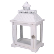Farol de madera blanco cuadrado cm24x16h39