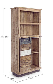 Librería 1 puerta 4 plantas Tudor madera 71 x 34 x 163 cm