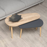 Mesa auxiliar doble Pear en roble sonoma y antracita con patas de madera