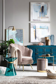 Conjunto de 2 Pufs de terciopelo con contenedor Gris POLINA