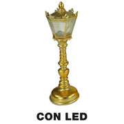 Farola resina led oro cm13x12,5h41,5