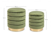 Set2 Pouf Container Darina Olive en terciopelo