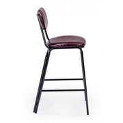 DEBBIE Taburete de bar vintage de polipiel burdeos 44x51x h100 cm