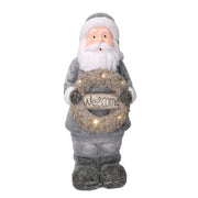 LED resina Papá Noel con guirnalda gris 21,5x19,5h51 cm