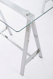 Alchimia Escritorio moderno cromado con tapa de cristal 140x70x76h cm