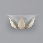 Aplique de hierro marfil dorado un cristal de alabastro blanco claro 30x h14cm