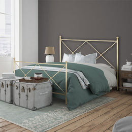 ALBA cama doble de hierro con pie de marfil