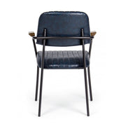 Silla Nelly de estilo vintage en ecopiel con reposabrazos azul 84 h cm