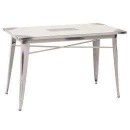 Mesa de estilo industrial Bristol con tapa blanca envejecida h 76 cm