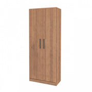 Zapatero multiusos en nogal campestre con dos puertas y 6 baldas h.182x71x38 cm