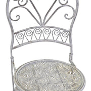 Juego de mesa redonda de metal gris Ragusa con 2 sillas plegables cm ø70h76