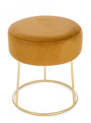 CLARISSA Puf de terciopelo ocre amarillo diámetro 35x h40 cm