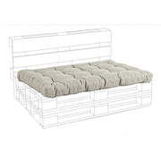 Cojín de tela beige con asiento de palet de poliéster