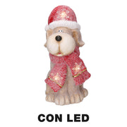 Perro de resina LED con sombrero rojo 22x19,5h40 cm