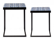 Conjunto de 2 mesas de centro NEAPOLIS en acero con tapa de mdf decorada con estampado 62.5h 56h cm