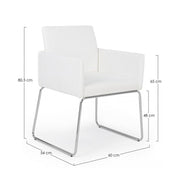 Silla con reposabrazos en símil piel Blanco SIXTY 60x54x h80.5 cm