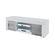 Mueble para TV blanco brillante 2 puertas gris hormigón L.138 P.42 H.44 cm