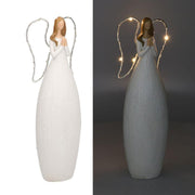 Ángel de resina blanca con led cm10x7h30