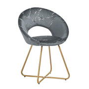 Silla Etere de terciopelo gris con patas de metal dorado 65 x 60 x 82 cm