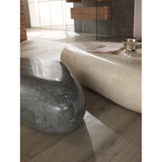 Mesa de centro moderna de piedra beige cm 52 x98 xh 27