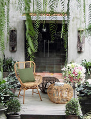 Mesa de centro de exterior de ratán marrón DORADAL puf diámetro 65x h44 cm