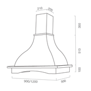 Campana extractora PROVENZA de acero inoxidable blanco y estructura de madera color tabaco 90 cm