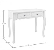 Consola 2 cajones en madera blanca Blanc 80 x 40 x 75 cm