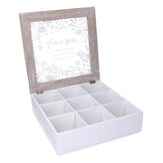 Caja de té de madera beige cuadrada cm26x26h7,5
