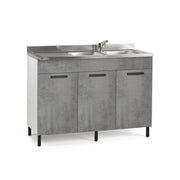 mueble para debajo del fregadero de cocina gris cemento con 3 puertas reversibles Cm 120x50xH 85