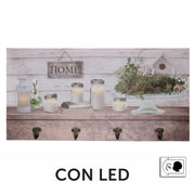 Percha madera 8 plazas con farol led cm60x30x1,8