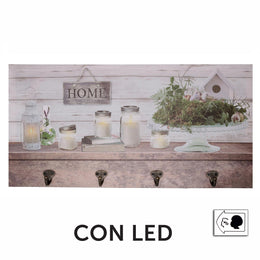 Percha madera 8 plazas con farol led cm60x30x1,8