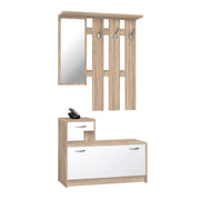 Mueble armario de entrada blanco y roble sonoma 100x25xh.180 cm