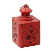 Farol árbol cuadrado metal rojo 13x13h22,5 cm